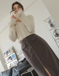 Waist Fitted Slit Maxi Maxi Long Skirt
