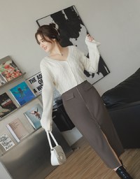 Waist Fitted Slit Maxi Maxi Long Skirt