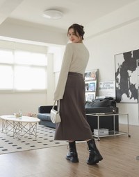Waist Fitted Slit Maxi Maxi Long Skirt