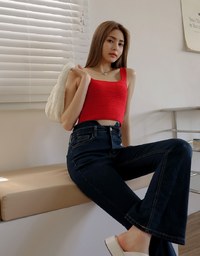 U-shaped Denim Jeans Flare Pants