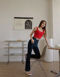 U-shaped Denim Jeans Flare Pants