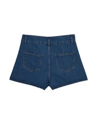 Cinched Waist High Waisted Denim Jeans Shorts