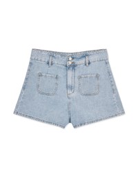 Cinched Waist High Waisted Denim Jeans Shorts