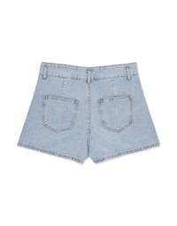 Cinched Waist High Waisted Denim Jeans Shorts