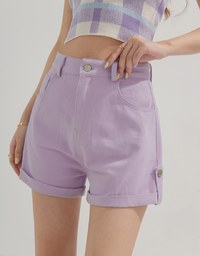 Solid Color High Waisted Shorts