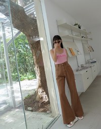 Brushed Flare Denim Jeans Pants