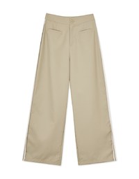 Double Line Slim Fit Suit Wide Pants