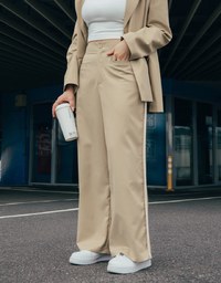 Double Line Slim Fit Suit Wide Pants