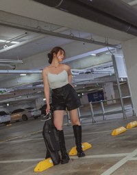 Single Button Faux Leather Wide Hem Shorts