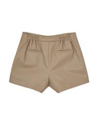 Single Button Faux Leather Wide Hem Shorts