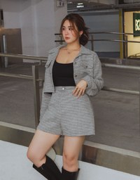 Retro Tweed Textured Shorts
