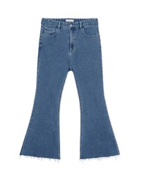 Solid Color Distressed Hem Flare Jeans