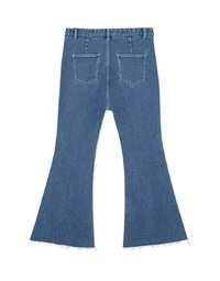 Solid Color Distressed Hem Flare Jeans