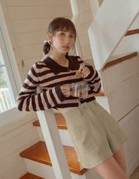 【MEIGO's Design】High Waisted Stitched Double Pocket Shorts