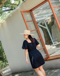 Peach Heart Neck Tie Mini Dress