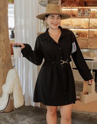 Gold Button Slim West Mini Dress