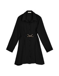 Gold Button Slim West Mini Dress