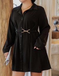 Gold Button Slim West Mini Dress