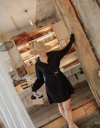 Gold Button Slim West Mini Dress