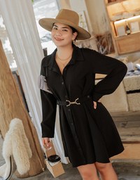 Gold Button Slim West Mini Dress