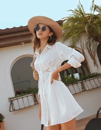 Gold Button Slim West Mini Dress
