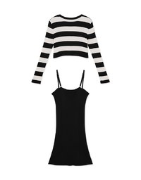 Two-Piece Wide Striped Knit Mini Dress