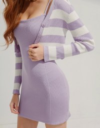 Two-Piece Wide Striped Knit Mini Dress