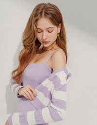 Two-Piece Wide Striped Knit Mini Dress
