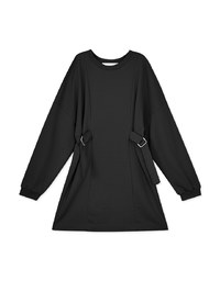 Hollow Shoulder Side Button Cottom Mini Dress