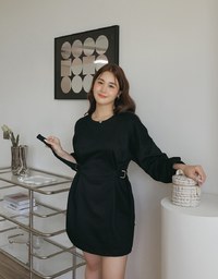 Hollow Shoulder Side Button Cottom Mini Dress