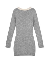V-Neck Buttoned Knit Mini Dress
