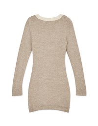 V-Neck Buttoned Knit Mini Dress