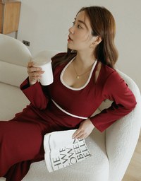 Halter Neck Hollow Knit Maxi Dress