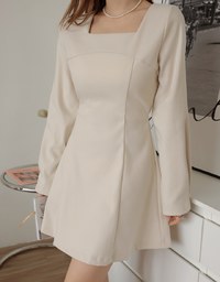 Elegant Square Neck Umbrella Hem Mini Dress