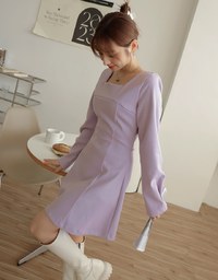 Elegant Square Neck Umbrella Hem Mini Dress