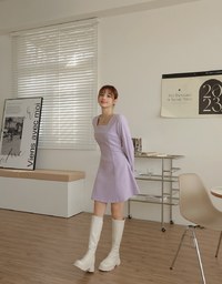 Elegant Square Neck Umbrella Hem Mini Dress