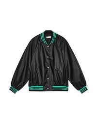 【SHIUAN'S DESIGN】Oversize Faux Leather Baseball Blazer Jacket