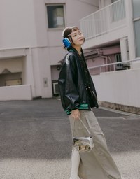 【SHIUAN'S DESIGN】Oversize Faux Leather Baseball Blazer Jacket