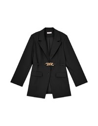 Gold Chain Detachable Shoulder Pad Blazer (With Belt)