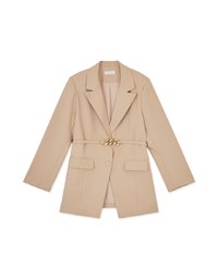 Gold Chain Detachable Shoulder Pad Blazer (With Belt)