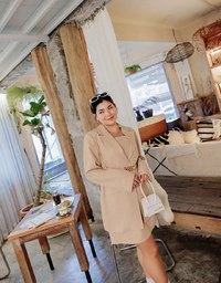 Gold Chain Detachable Shoulder Pad Blazer (With Belt)