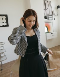 Retro Classic Houndstooth Short Coat