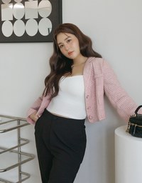 Retro Classic Houndstooth Short Coat