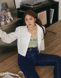 British Cropped Button-Down Blazer Jacket