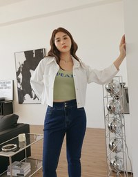 British Cropped Button-Down Blazer Jacket