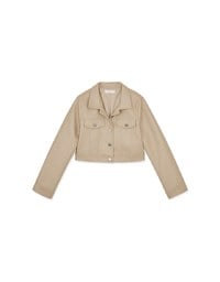 Matte Faux Leather Cropped Blazer Jacket