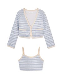 Gentle Plaid Tweed Top Set