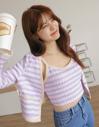 Gentle Plaid Tweed Top Set