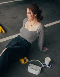 2WAY Detachable Knit Top (With Padding)