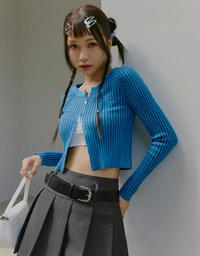 【SHIUAN'S DESIGN】Retro Straight Double Zip Knit Top